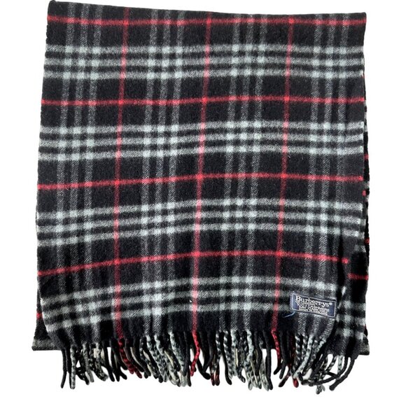 Burberrys Classic Check Scarf Black 100% Cashmere Unisex Scarf Made In England - Picture 2 of 7